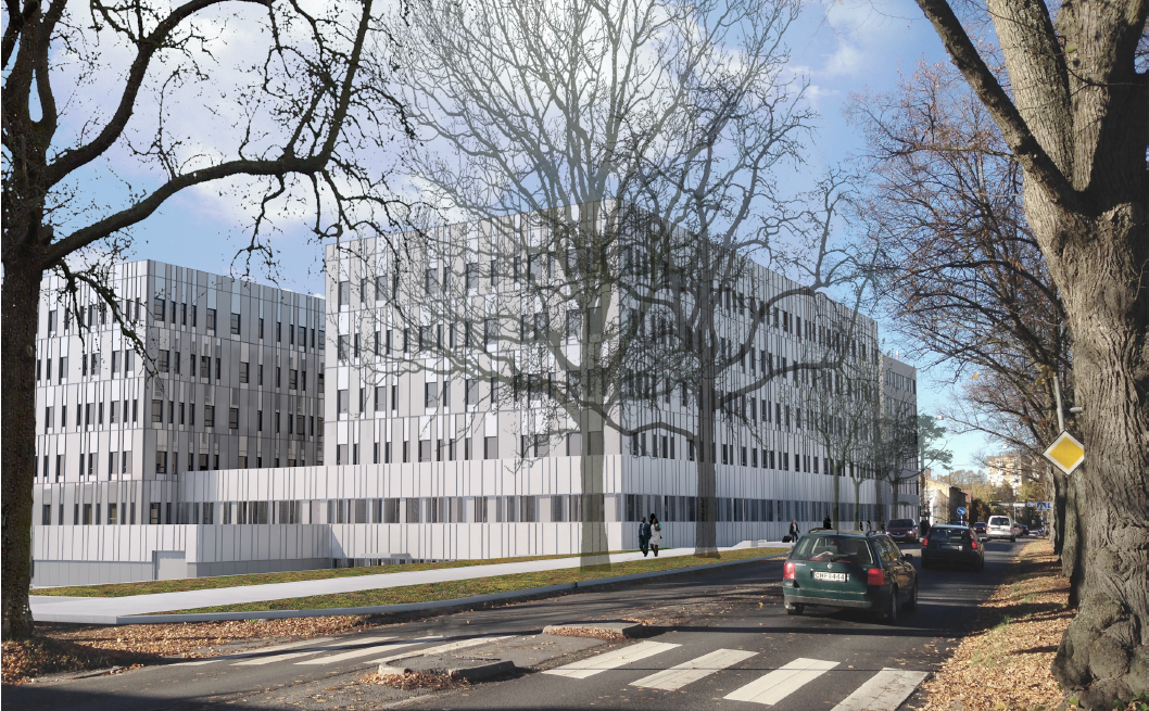 Skiss över Södertälje sjukhus med fyra nya våningar